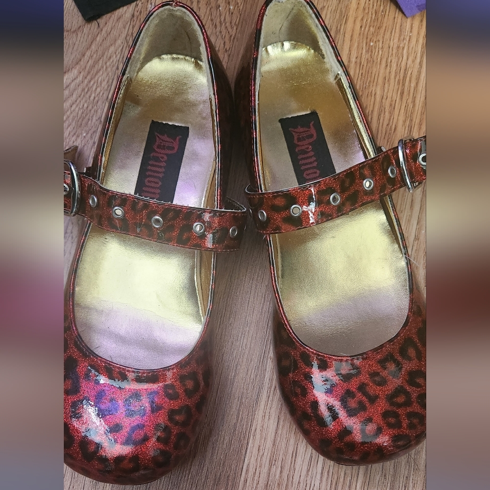 Red leopard demonia flats